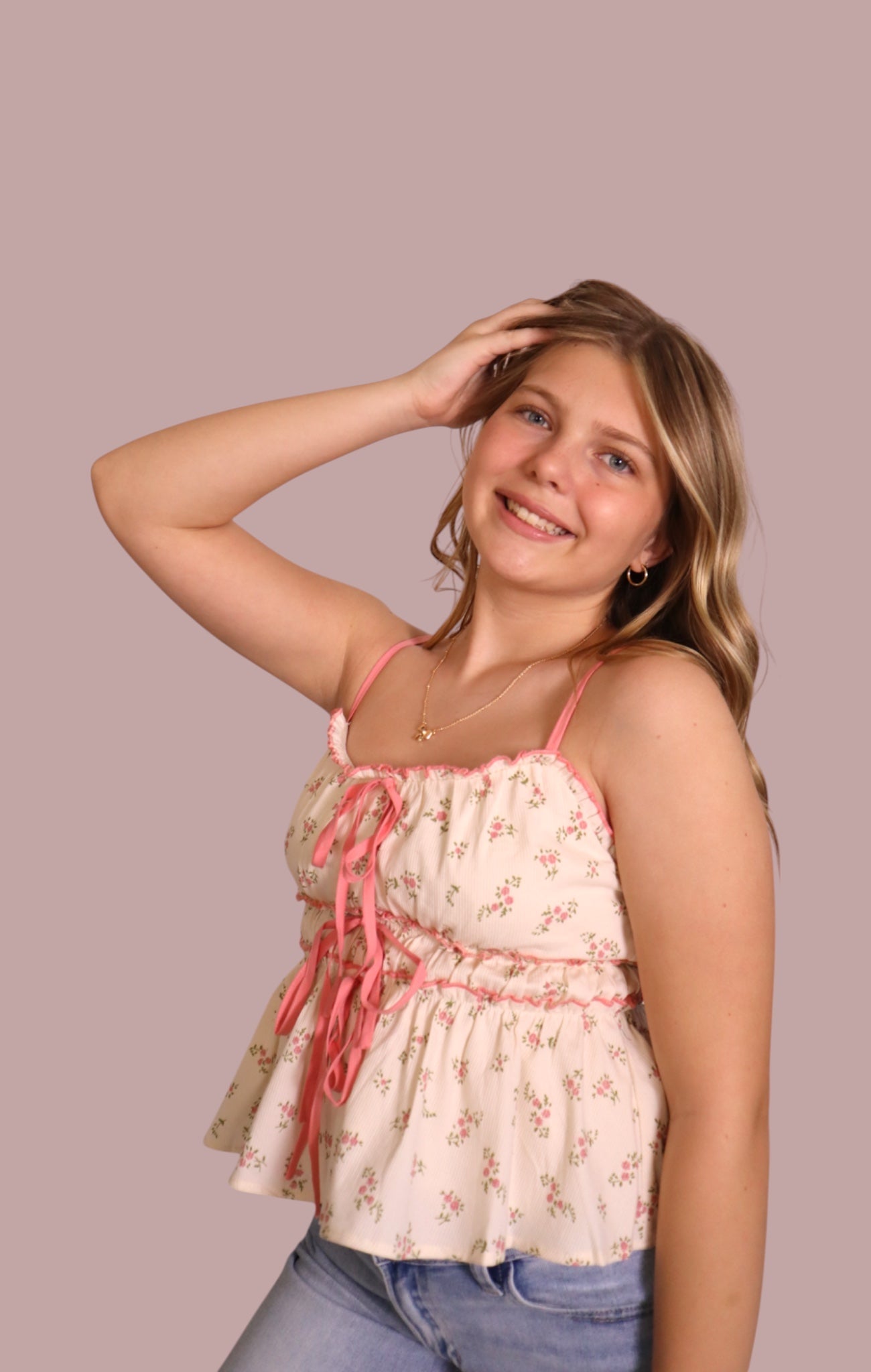 Ivory Floral Ruffle Top for teen girls – Shop The Headliner