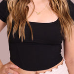 Basic Corset Detailed Cropped Black Tee for teen girls – Shop The Headliner
