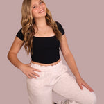 Basic Corset Detailed Cropped Black Tee for teen girls – Shop The Headliner
