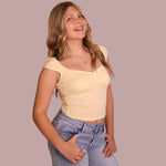 Butter Yellow Lace Bow Lined Cap Sleeve Top for teen girls – Shop The Headliner