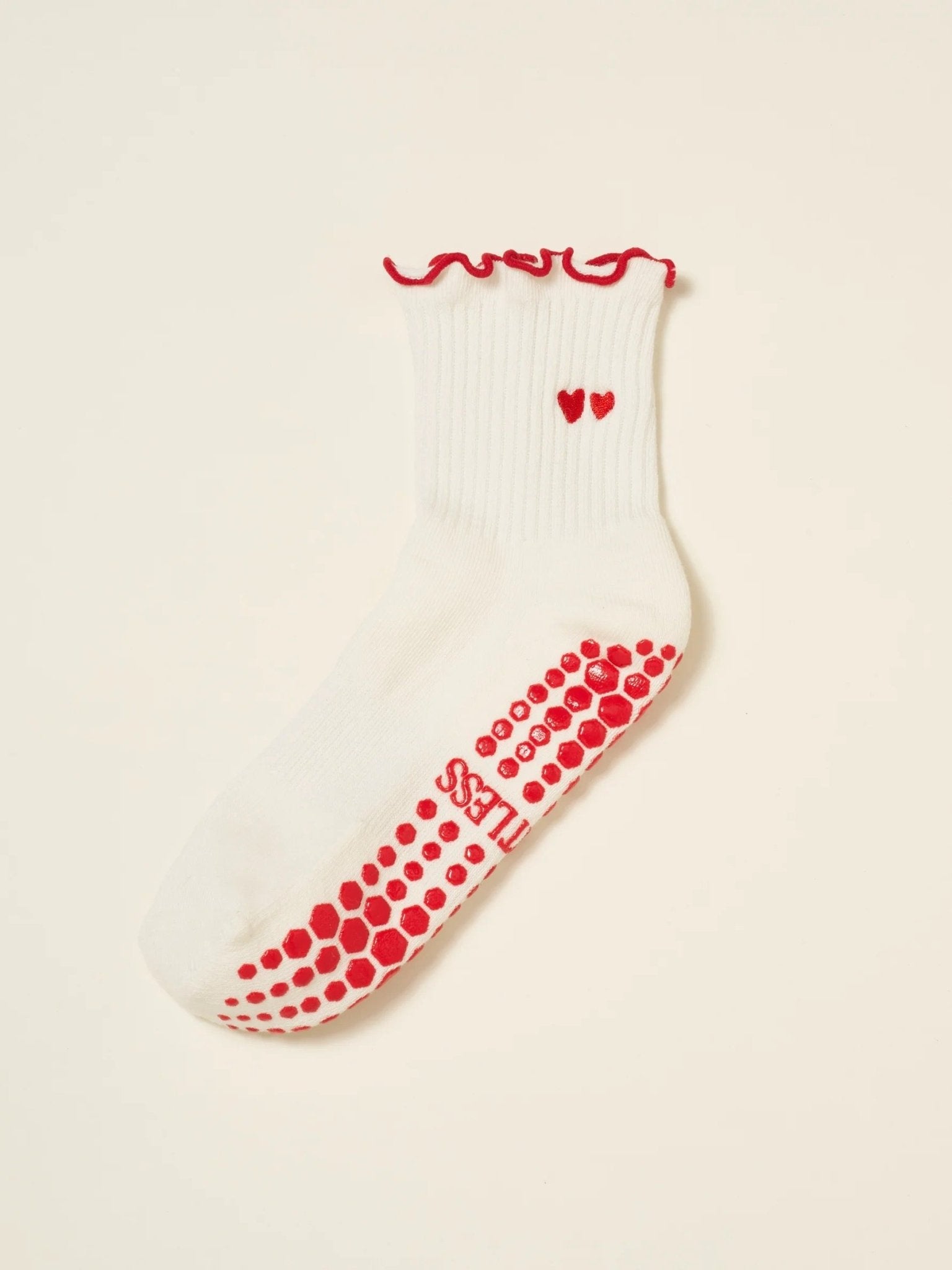 Embroidered Heart Duo Grip Sock with Ruffles for teen girls – Shop The Headliner