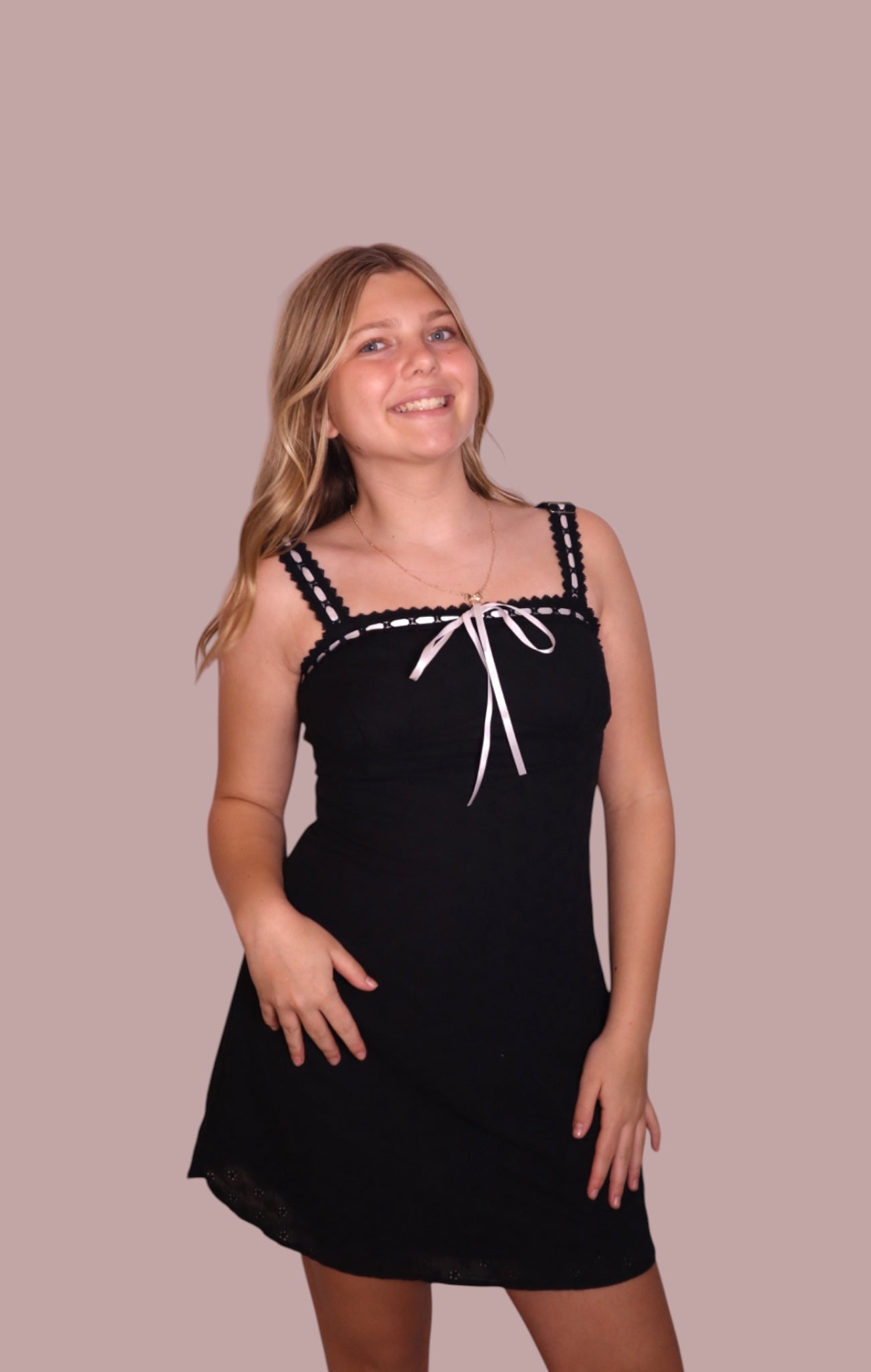 Eyelet Black Mini Dress for teen girls – Shop The Headliner