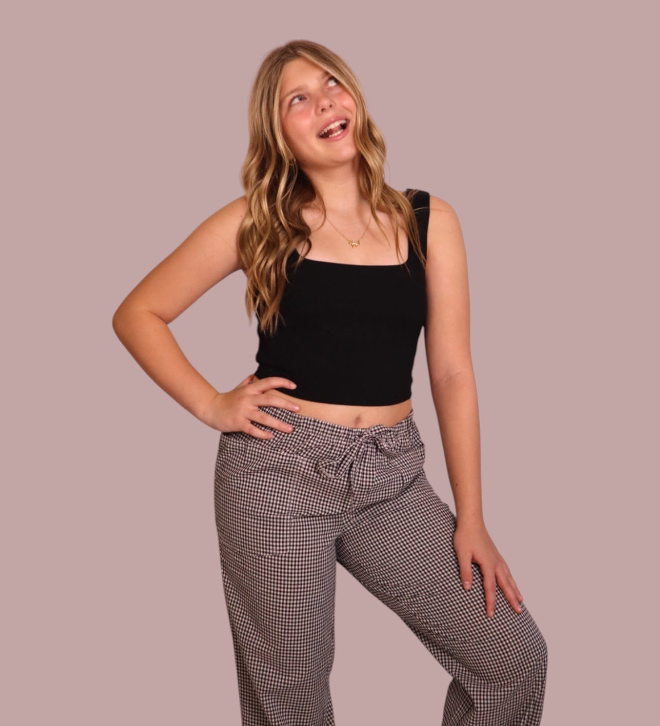 Gingham Wide Leg Drawstring Pants for teen girls – Shop The Headliner