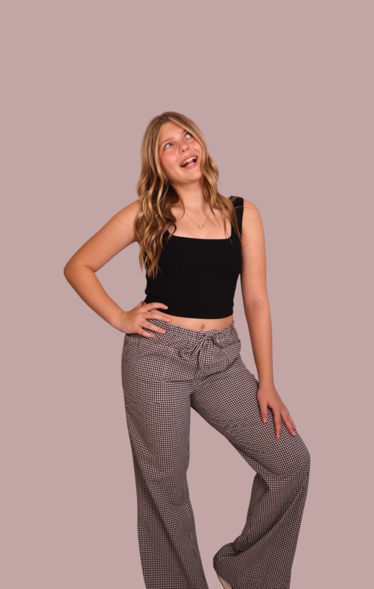 Gingham Wide Leg Drawstring Pants for teen girls – Shop The Headliner
