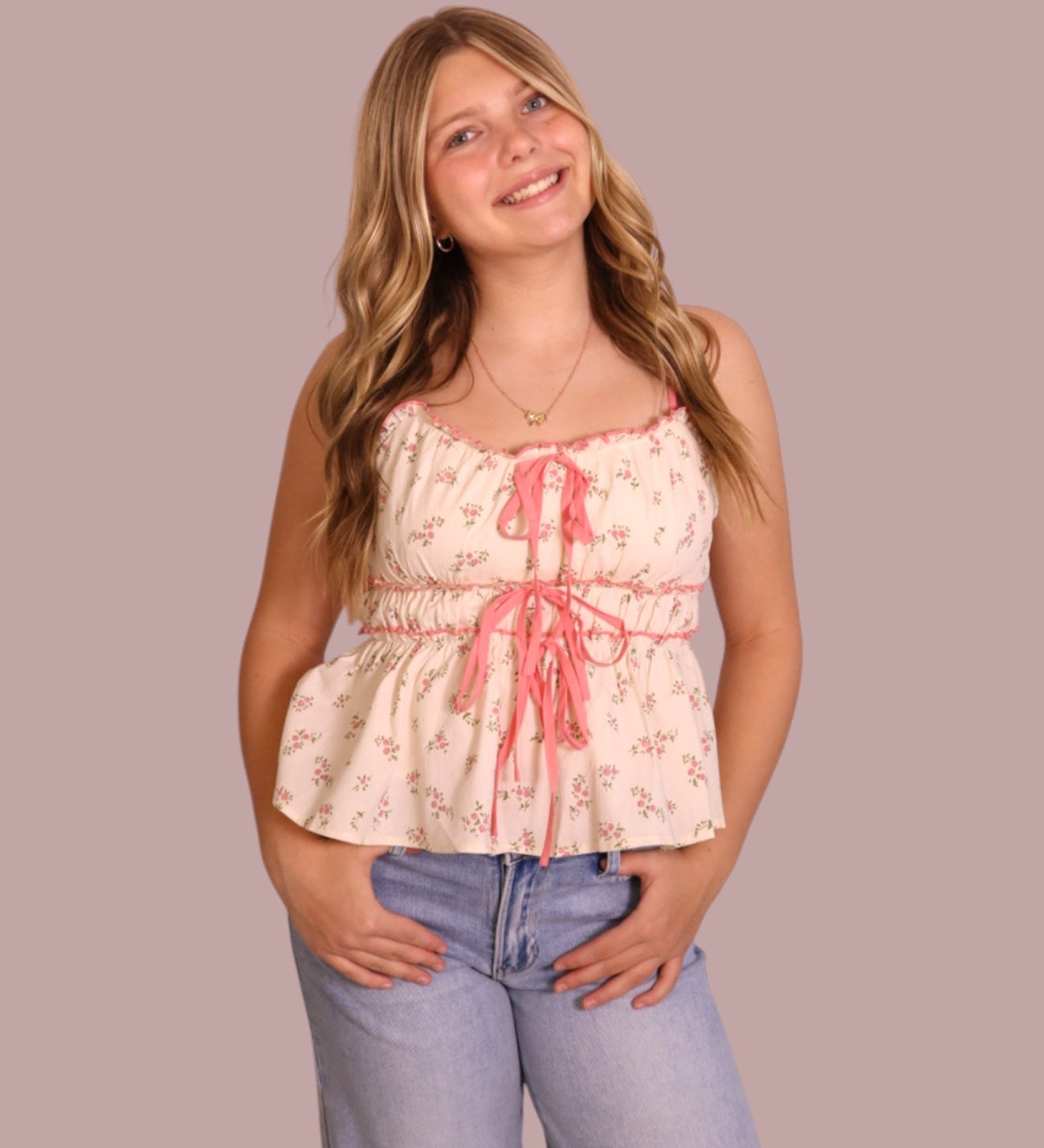 Ivory Floral Ruffle Top for teen girls – Shop The Headliner