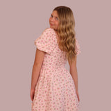Pink Floral Sweetheart Puff Sleeve Mini Dress for teen girls – Shop The Headliner