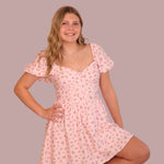 Pink Floral Sweetheart Puff Sleeve Mini Dress for teen girls – Shop The Headliner