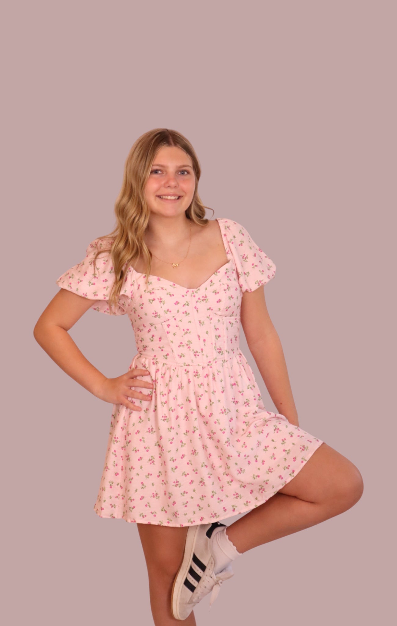 Pink Floral Sweetheart Puff Sleeve Mini Dress for teen girls – Shop The Headliner