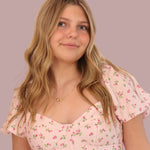 Pink Floral Sweetheart Puff Sleeve Mini Dress for teen girls – Shop The Headliner