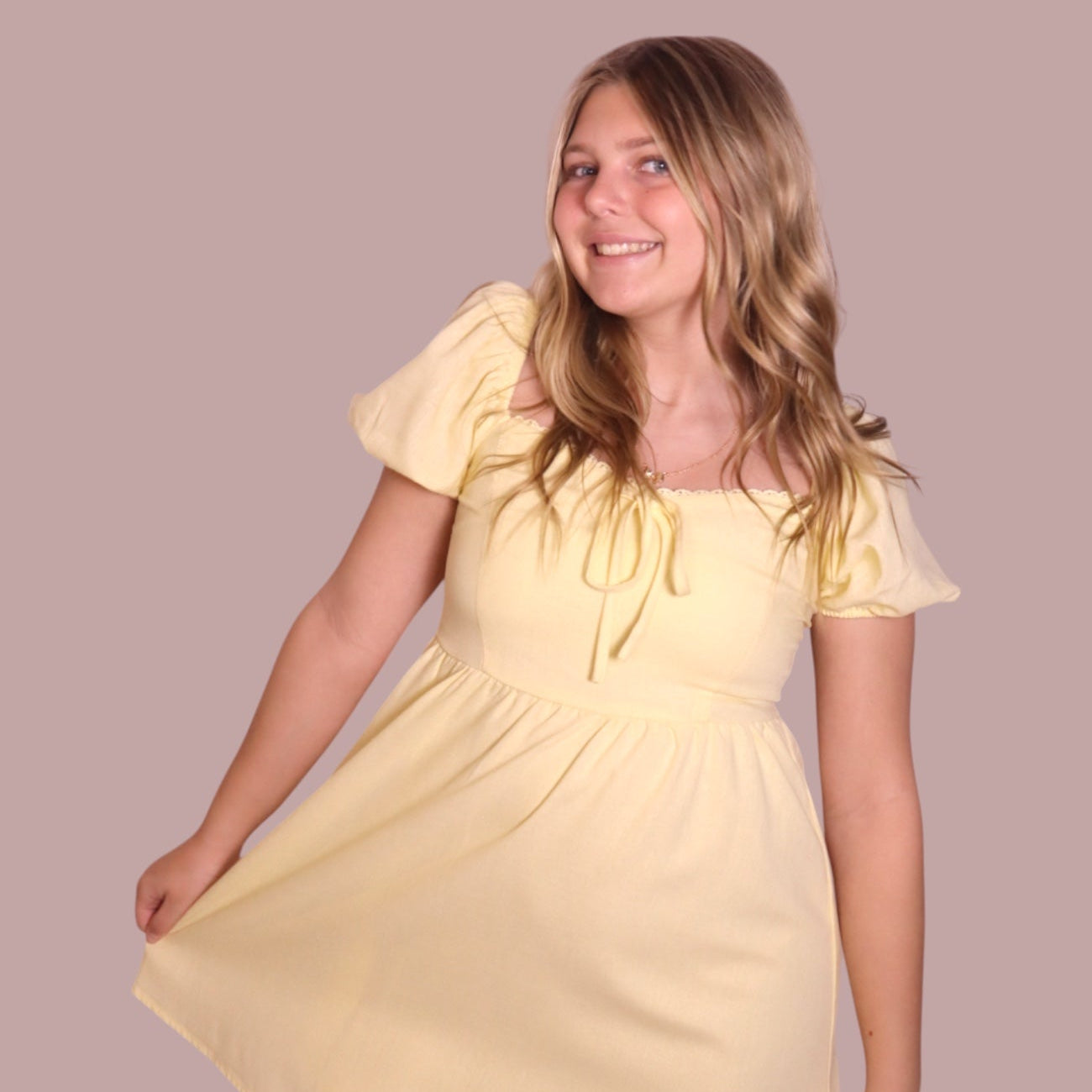 Puff Sleeve Yellow Dress for teen girls – Shop The Headliner