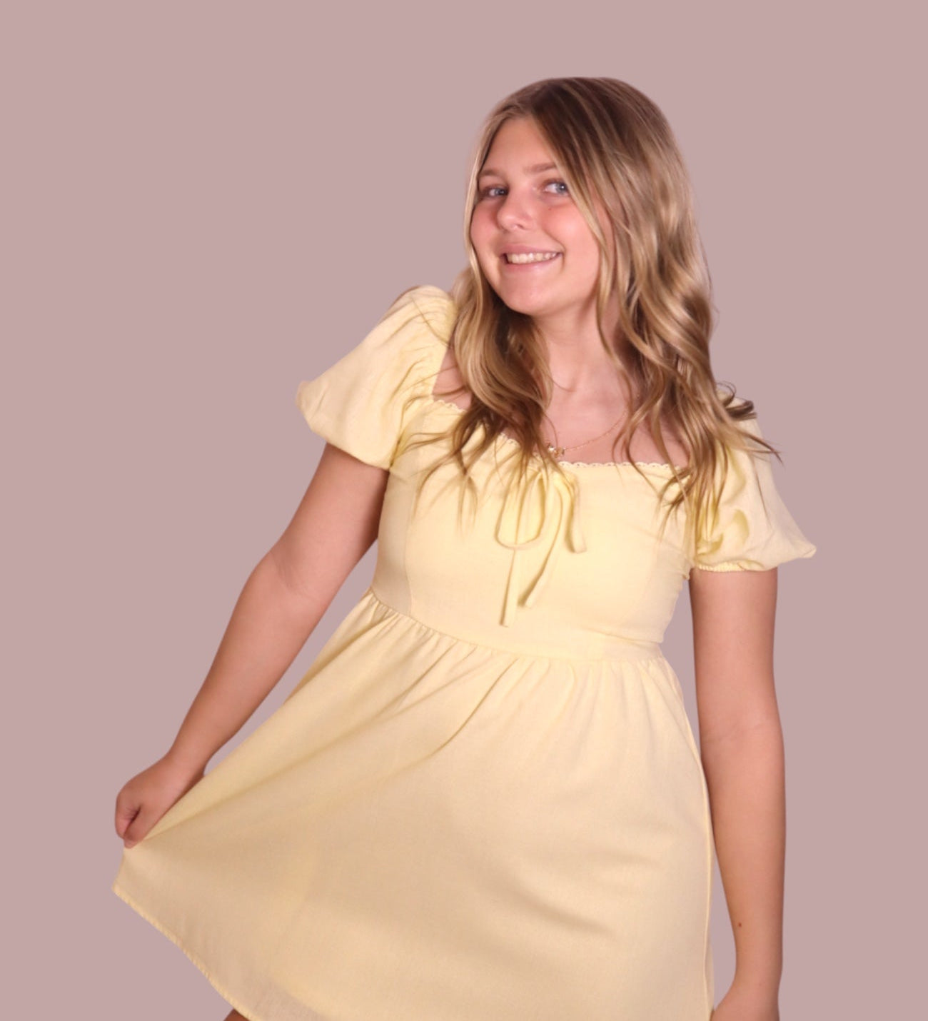 Puff Sleeve Yellow Dress for teen girls – Shop The Headliner