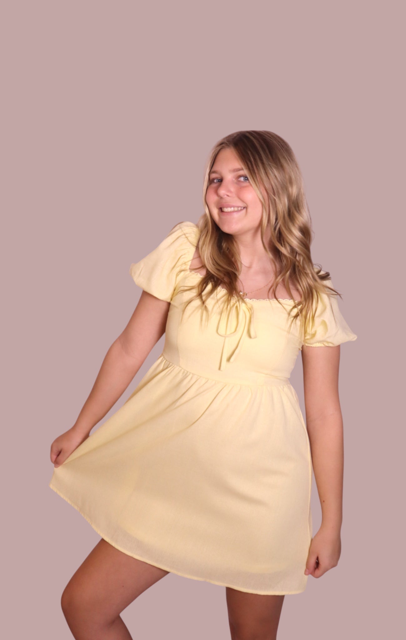Puff Sleeve Yellow Dress for teen girls – Shop The Headliner