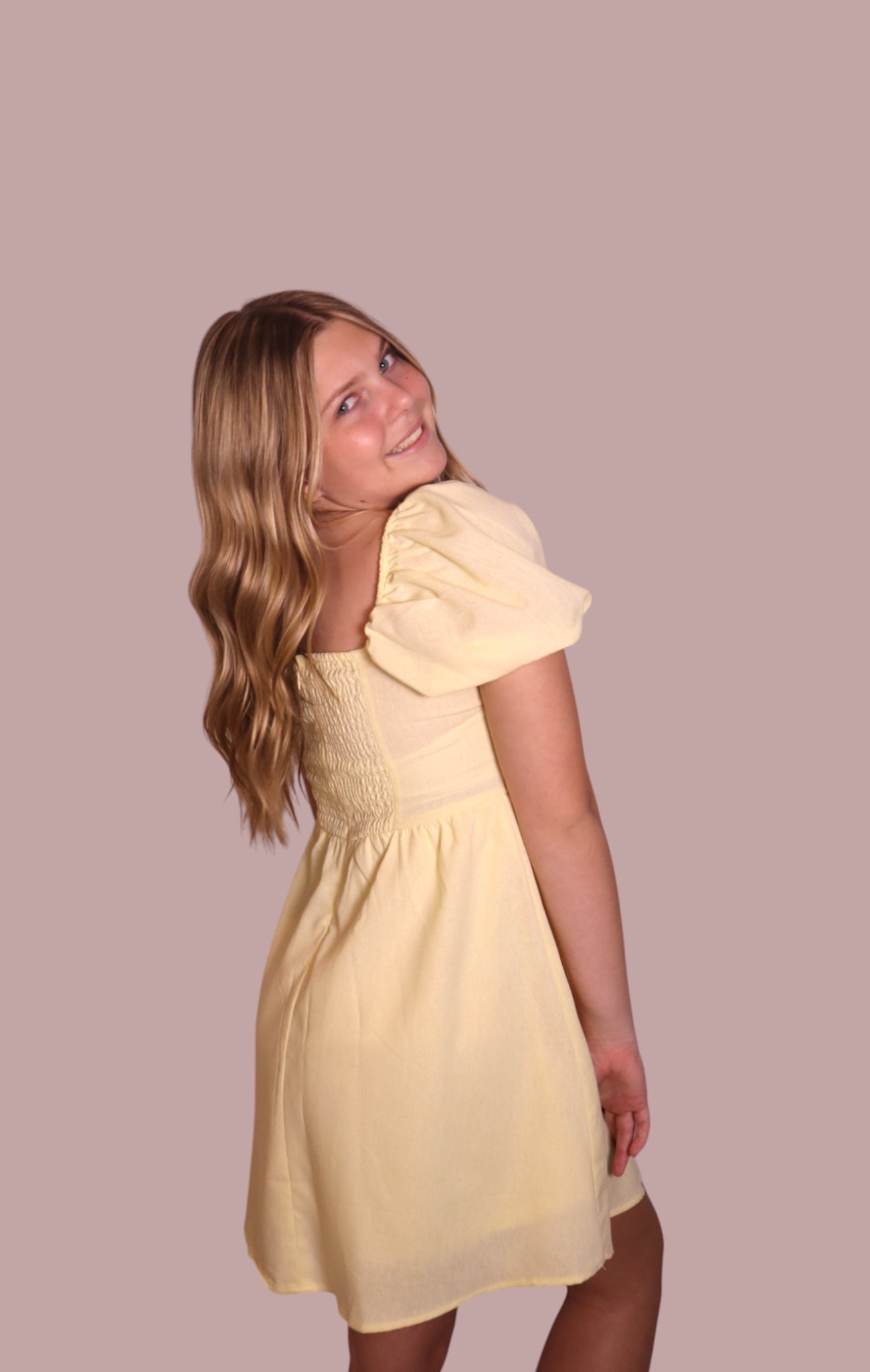 Puff Sleeve Yellow Dress for teen girls – Shop The Headliner