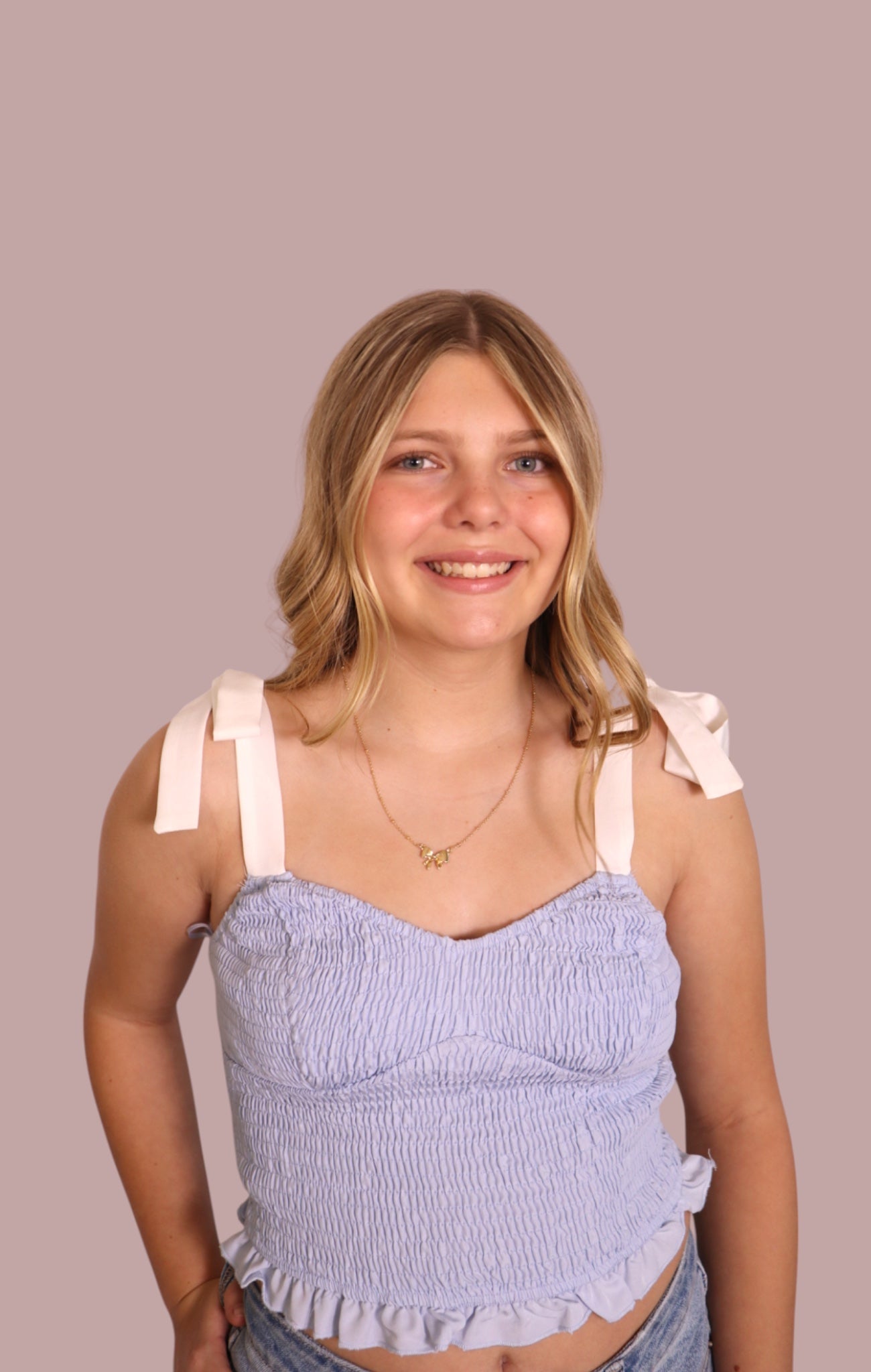 Smocked Blue Tank with Bow Straps for teen girls – Shop The Headliner