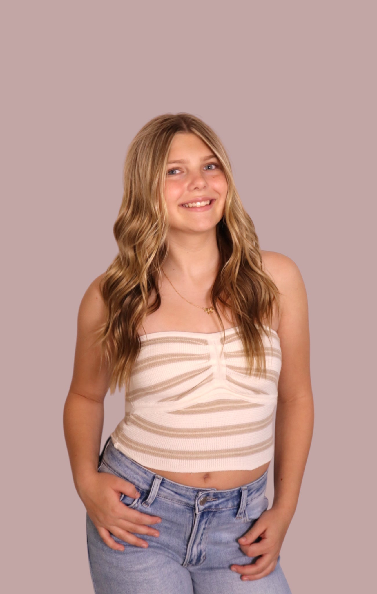 Taupe Stripe Sweater Tube Top for teen girls – Shop The Headliner