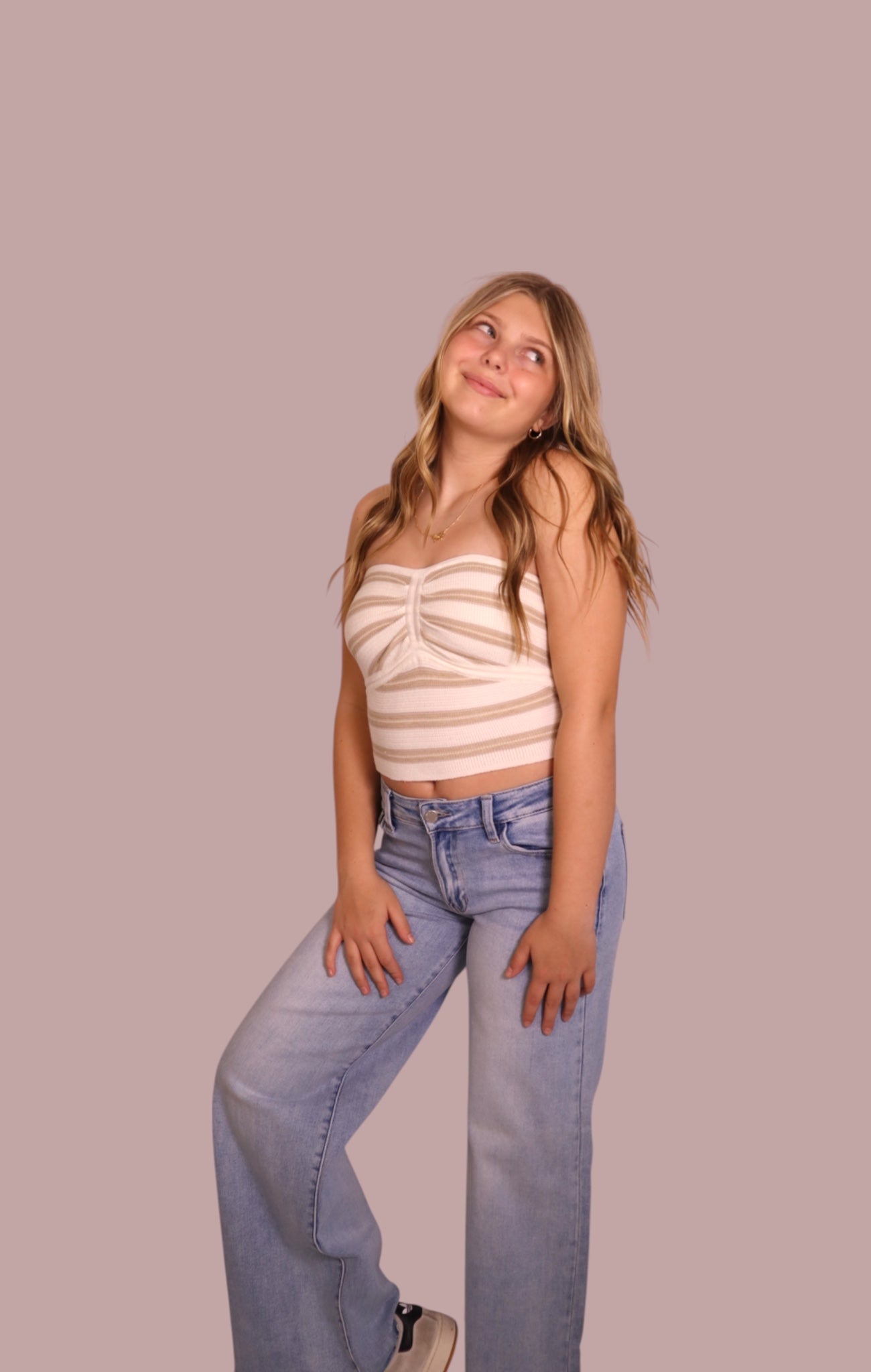 Taupe Stripe Sweater Tube Top for teen girls – Shop The Headliner