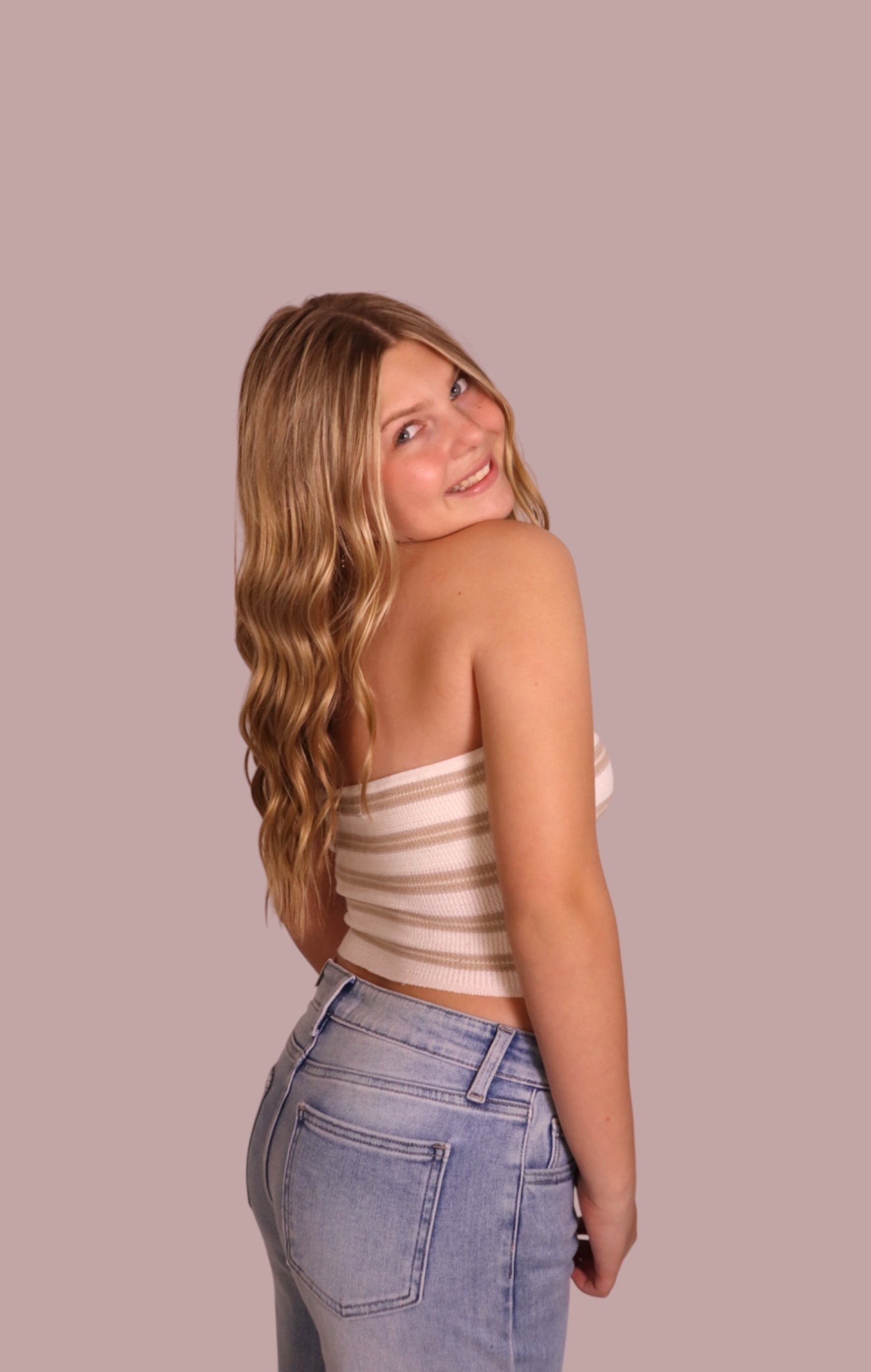 Taupe Stripe Sweater Tube Top for teen girls – Shop The Headliner