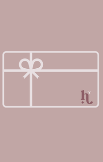Gift card with decorative flower icon and stylized 'h' logo