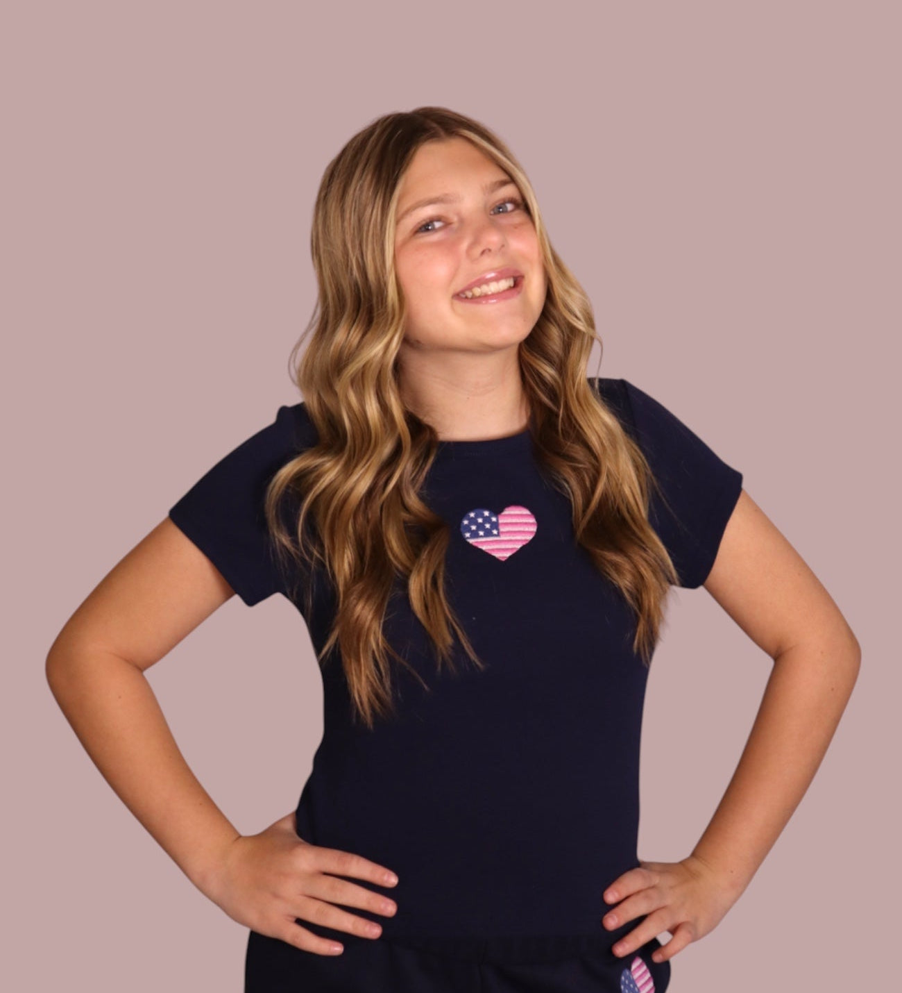 USA Embroidered Heart Baby Tee for teen girls – Shop The Headliner