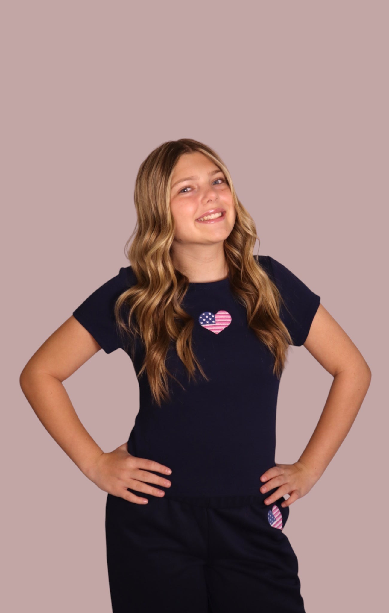 USA Embroidered Heart Baby Tee for teen girls – Shop The Headliner