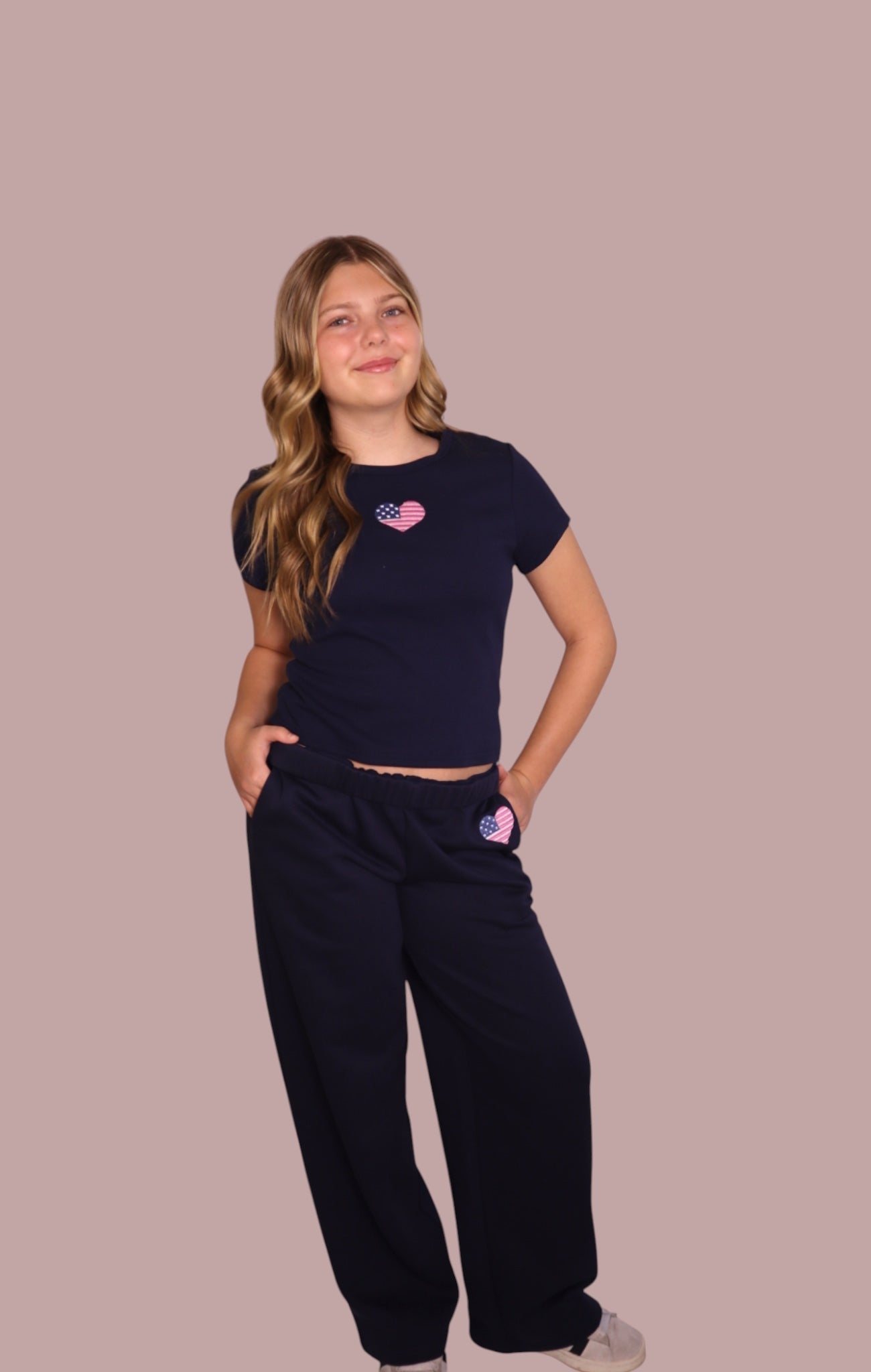 USA Embroidered Heart Sweatpants for teen girls – Shop The Headliner