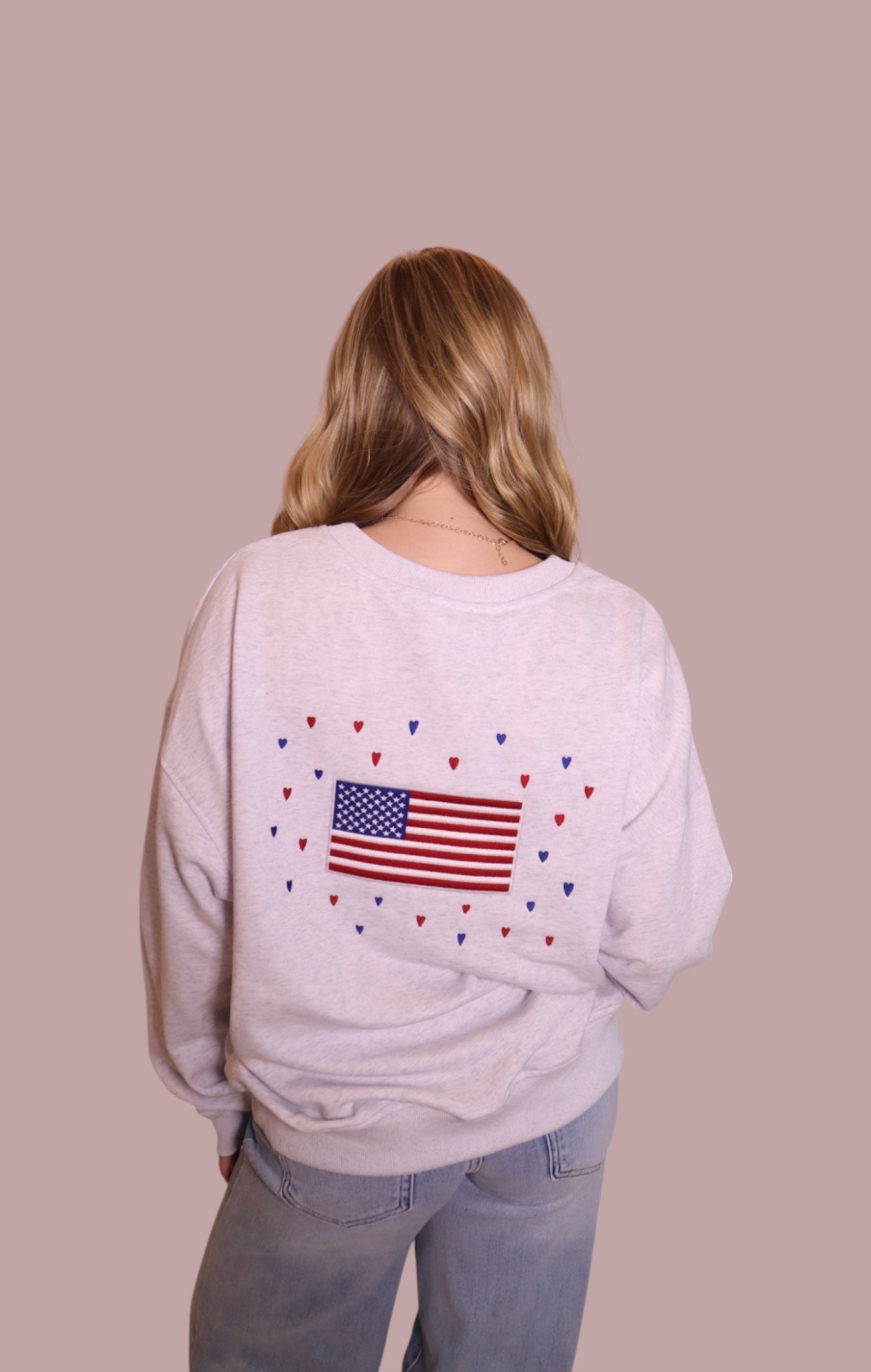 USA Embroidered Oversized Crewneck for teen girls – Shop The Headliner