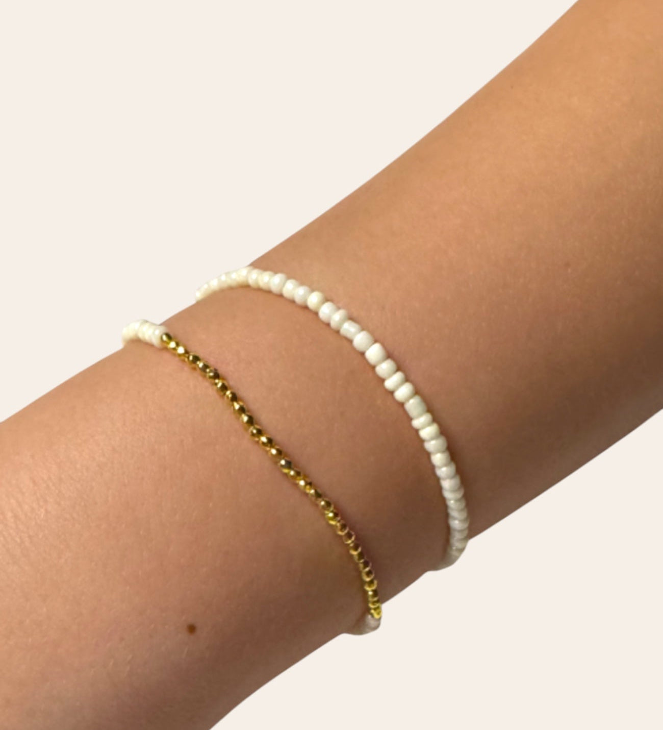 White and Gold Beaded Bracelets - Set of 2 for teen girls – Shop The Headliner