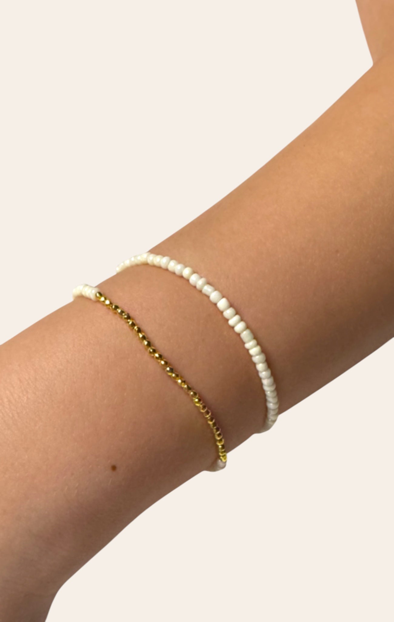 White and Gold Beaded Bracelets - Set of 2 for teen girls – Shop The Headliner