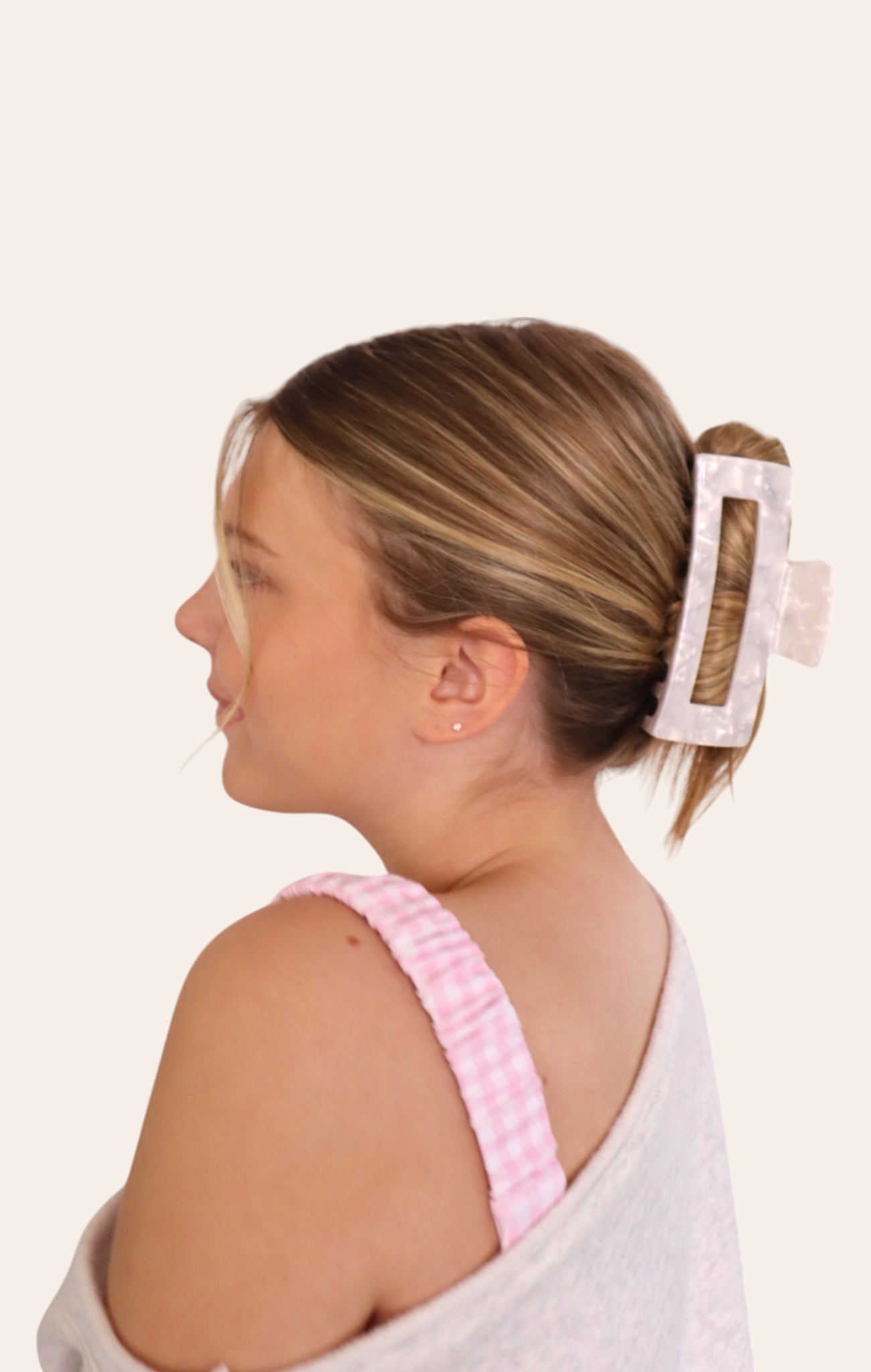 White Marbled Claw Clip - Large for teen girls – Shop The Headliner